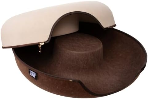 Travel Cat Tunnel Bed Cave - 21 Inch Large Premium Round Donut Cat Cave for Indoor Cats, Kitten - Detachable Cat Hideaway Cat Bed with Tunnel for Playing, Scratching, Sleeping (Chocolate & Cream)