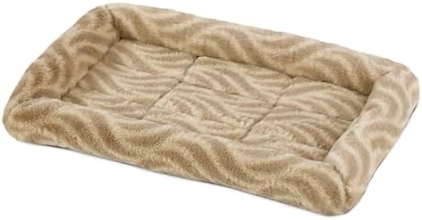 MidWest Homes for Pets QuiteTime Deluxe Wave Bolster Bed for Tiny Dogs; Easily Machine Wash and Dry; Tan; 18"; 40218-WVTN