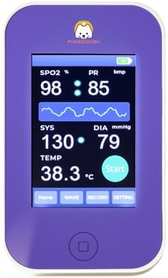 Veterinary Monitor, Rechargeable Built-in Lithium Battery,LCD Touch Screen, Blood Pressure, SpO2, Pulse Rate & Temperature Monitoring for Dogs and Cats
