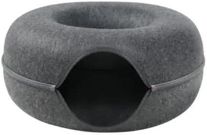 Cat Cave Donut for Large Cats and Small Dogs Up to 30 lbs | Pet Cat House Tunnel Bed | Washable & Scratch-Resistant Pet Bed | Versatile Donut Cat Cave | Covered Cat Beds for Indoor Cats Large | Hegale