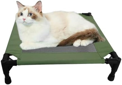 Pozico Elevated Pet Bed with Breathable Mesh for Small Cat and Dog, Raised Cooling Pet Cot for Puppy and Kitty, 18.9x18.9 inch (Olive Green)