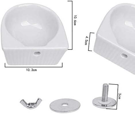 Small Animals Bowl, Detachable Cage Feeder Pet Ceramic Water & Food Feeder, Small Animal Supplies for Rabbit Parrot Squirrels Chinchilla Hamster Ferret (White, M)