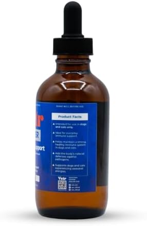 Vetr Silver Immune Support for Dogs and Cats, 4oz/120mL Liquid in Amber Bottle with Oral Dropper, Professional Grade Colloidal Silver Supplement for Daily Wellness and Seasonal Defense