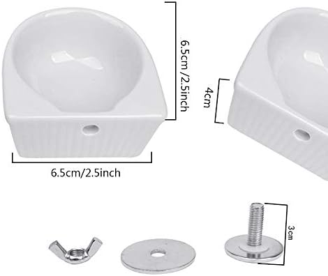 Small Animals Bowl, Detachable Cage Feeder Pet Ceramic Water & Food Feeder, Small Animal Supplies for Rabbit Parrot Squirrels Chinchilla Hamster Ferret (White, S)