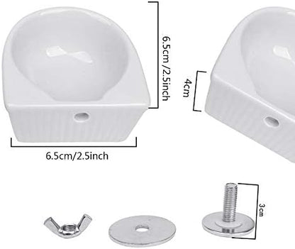 Small Animals Bowl, Detachable Cage Feeder Pet Ceramic Water & Food Feeder, Small Animal Supplies for Rabbit Parrot Squirrels Chinchilla Hamster Ferret (White, S)