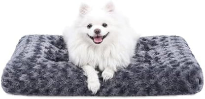 KSIIA Washable Dog Bed Small Dog Crate Bed Plush Pet Mat 23"x18" Dark Gray