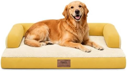 MEKIY Orthopedic Washable Dog Bed with Bolster for Medium to Large Dogs