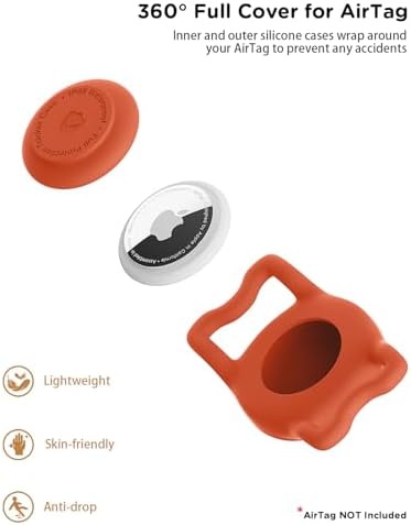 IP68 Waterproof Dog AirTag Holder for Dog Collar, Soft, Stretchy Silicone