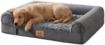 Orthopedic Dog Bed for Medium Dogs, Egg-Crate Foam with Bolster, L