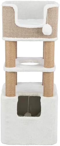 Trixie Lucano 39.8-in Cat Tree, Indoor Cat Furniture with Jute Scratching Posts, Sisal and Plush Covered Condo, Dangling Interactive Toys, Taupe