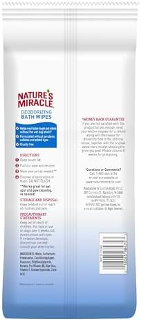 Nature's Miracle Deodorizing Bath Wipes for Dogs, 100 Count