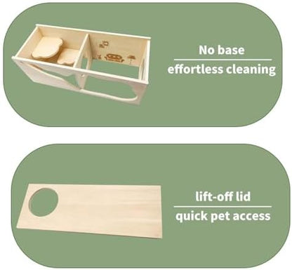 Marchul Magnetic Hamster Hideout Wooden House Chamber for Small Animals Pets Tunnel Exploring Toys for Dwarf Hamsters, Syrian, Gerbils, Hedgehogs, Rats, Mice (Living Room)
