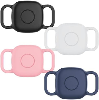 DDJ Waterproof Dog Collar Holder for Life360 Tile Mate Tracker, 4-Pack Durable Silicone Cover, Anti Lost for Life 360 Tile Tracker Case for Cat & pet Collars (Black, Navy Blue, Pink,White)