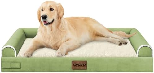 NANUYA Orthopedic Dog Bed for Large Dogs, 36 x 27 Inch, Grass Green