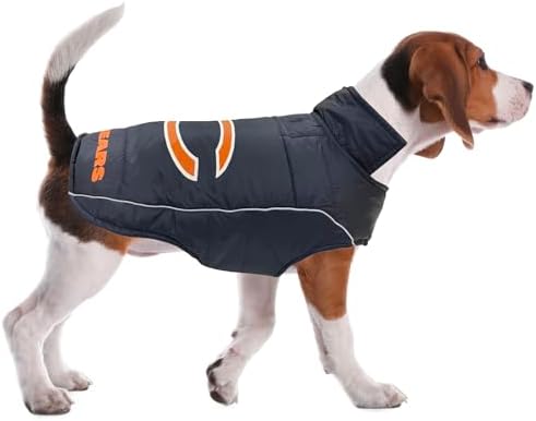 NFL Chicago Bears Puffer Vest for Dogs & Cats, Size Large. Warm, Cozy, and Waterproof Dog Coat, for Small and Large Dogs/Cats. Best NFL Licensed PET Warming Sports Jacket