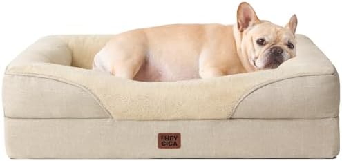 EHEYCIGA Orthopedic Dog Bed for Medium Dog, Memory Foam Dog Couch, Beige