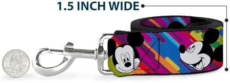 Buckle-Down Pet Leash - Mickey Mouse Expressions Multi Color White/Black - 4 Feet Long - 1/2" Wide