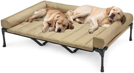 Veehoo Outdoor Elevated Dog Bed with Waterproof Bolster Cushion, Cooling