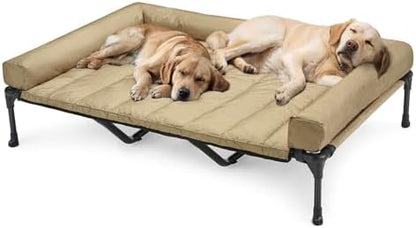 Veehoo Outdoor Elevated Dog Bed with Waterproof Bolster Cushion, Cooling