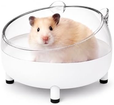 Meow&Woof Hamster Sand Bath Container, Large Sandbox Toilet Gerbil Batheoom, Tiny Chinchilla Dust Bathtub Sand Bath Box for Hamster Cage Accessories 5.2 Inch-White
