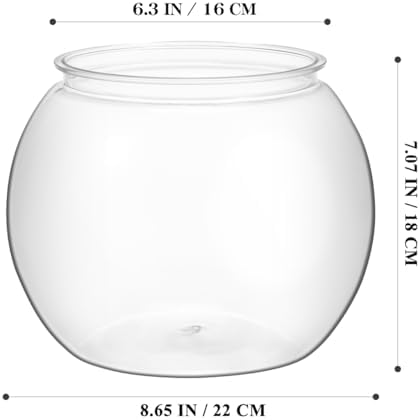 Mipcase 1.5 Gallon Clear Plastic Fish Bowl Round Desktop Fish Tank for Home Office Garden Decoration Small Ornamental Aquarium