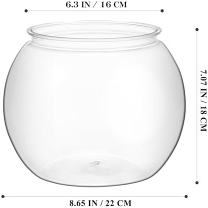 Mipcase 1.5 Gallon Clear Plastic Fish Bowl Round Desktop Fish Tank for Home Office Garden Decoration Small Ornamental Aquarium