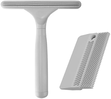 2 Pack Reusable Pet Hair Remover and Fabric Lint Scraper Set, Gray