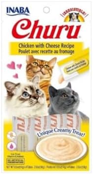 INABA Churu Lickable Purée Natural Cat Treats (Chicken with Cheese Recipe, 4 Tubes)