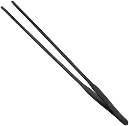 FRUTA Aquarium Tweezers Stainless Steel Straight Tweezer with Carbonation Protection Coating Against Rust Extra Long Reptiles Feeding Tongs Tools for Aquatic Tank Plants,15 inch- Black Straight