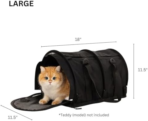 SturdiBag Large Pet Travel Carrier: Flexible Height for Cat and Dog Soft Sided with Safety Clips and Seatbelt Straps | HOT Pink, 18" x 12" x 12" (PN: SB2-PRO-HP)