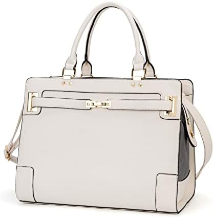 Fashion Pet Carrier Dog Cat Carrier Purse Soft-Sided Leather Handbag Pet Tote Bag for Small Dogs Puppy and Cats TSA Airline Approved (Beige)