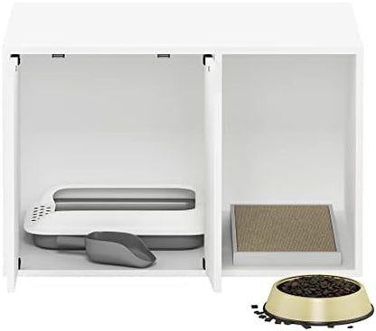 Furinno PELI 24" Wide Cat Litter Box Enclosure, Solid White