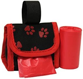 FiveStarPet Purse Style Dispenser with 2 Rolls Made in USA Easy Open Poop Bags Dog Waste Bags (Red Paw)