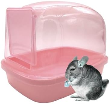 kathson Hamster Sand Bath Container Dwarf Hamster Dry Bathroom Chinchilla Sauna Toilet Plastic Sand Bathtub Sand Box Ideal for Guinea Pig Gerbil Hedgehog Squirrel and Other Small Animals (Pink)
