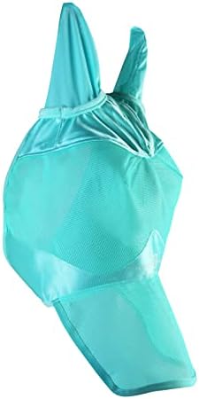 Harrison Howard UV-proof Forelock Opening Reliable Protection Horse Fly Mask Long Nose with Ears Mint Horse Large