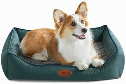Tidore Orthopedic Dog Beds for Medium Dogs, Durable Egg Crate Foam Sofa Dog Bed wit Washable Removable Cover,Waterproof Lining,Pet Bed for Large Dogs (Olive Green, 31.5" L x 25.2" W x 7" Th)