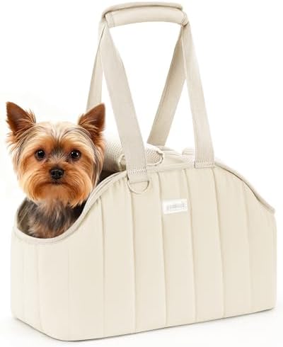 Pecute Dog Purse Carrier, Lightweight Dog Carriers for Small Dogs,Cream
