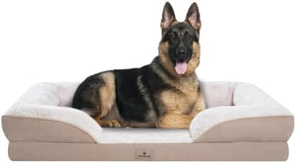 XL Orthopedic Dog Beds Large Sized Dog - Washable Large Dog Cat Bed Waterproof, Comfort Dogs Couch Sofa with Washable Removable Cover, Pet Bed with Nonskid Bottom, 42'', Beige