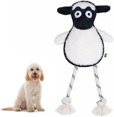 Green Sheep White Sheep Rope Toy for Dogs, Durable Plush Dog Chew Toy with Squeaker, Interactive Pet Toy for Small to Large Dogs, Tough & Recycle Cotton Rope Dog Toys