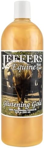Jeffers Equine Glistening Gold Tearless Horse Shampoo, 32 oz - Concentrated Deodorizing Horse Shampoo w/Pure Hawaiian Coconut Oil & Vitamin E, pH Balanced for Moisturized, Shiny & Show Ready Coats