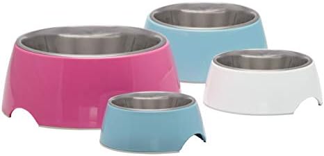 Loving Pets - Retro Bowl Dog Food Water Bowl No Tip Stainless Steel Elevated Pet Bowl No Skid Spill Proof (Medium, Blue)
