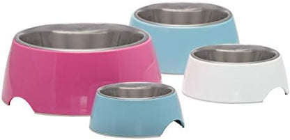 Loving Pets - Retro Bowl Dog Food Water Bowl No Tip Stainless Steel Elevated Pet Bowl No Skid Spill Proof (Small, White)