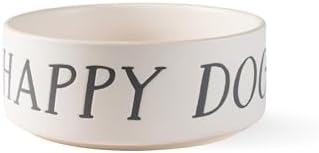 Fringe Studio HAPPY DOG Medium Stoneware Pet Bowl, PetShop Collection (479107) (Pack of 2)