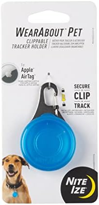 Nite Ize WearAbout Pet Clippable Tracker Holder, AirTag Pet Holder, Blue
