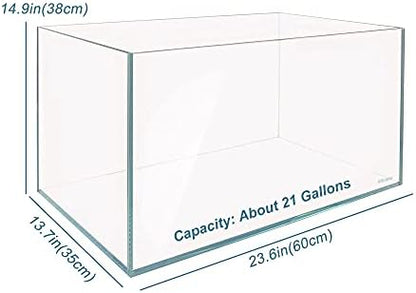Allcolor Low Iron Glass Ultra Clear Rimless Aquarium Tank (21Gal)