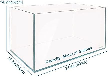 Allcolor Low Iron Glass Ultra Clear Rimless Aquarium Tank (21Gal)