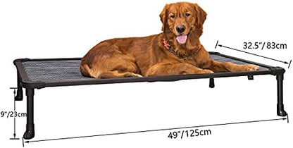 Veehoo Chew Proof Elevated Dog Bed - Cooling Raised Pet Cot - Rustless Aluminum Frame and Durable Textilene Mesh, Unique Designed No-Slip Feet for Indoor or Outdoor Use, Black Silver, X Large