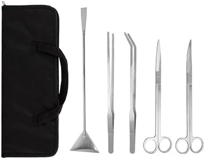 Aquascaping Tools 5 in 1 Kit Aquarium Scissors Plant Tools Curved & Straight Scissor Tweezers Spatula Stainless Steel Anti Rust Aquascape Tools for Fish Tank