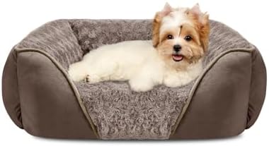 INVENHO Small Dog Bed Rectangle Washable Orthopedic Soft Calming Sleeping Durable Pet Cuddler with Anti-Slip Bottom