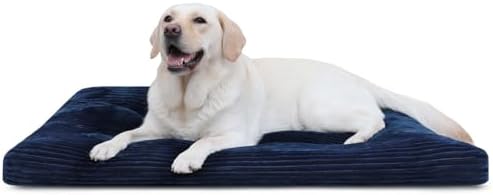KSIIA Washable Dog Crate Bed Kennel Mat for Large Dogs, 35 x 23 Inch, Blue